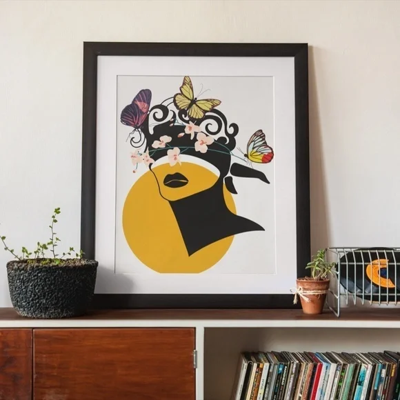 Modern Wall Art Print Butterfly Girl Unframed - Picture 4 of 12